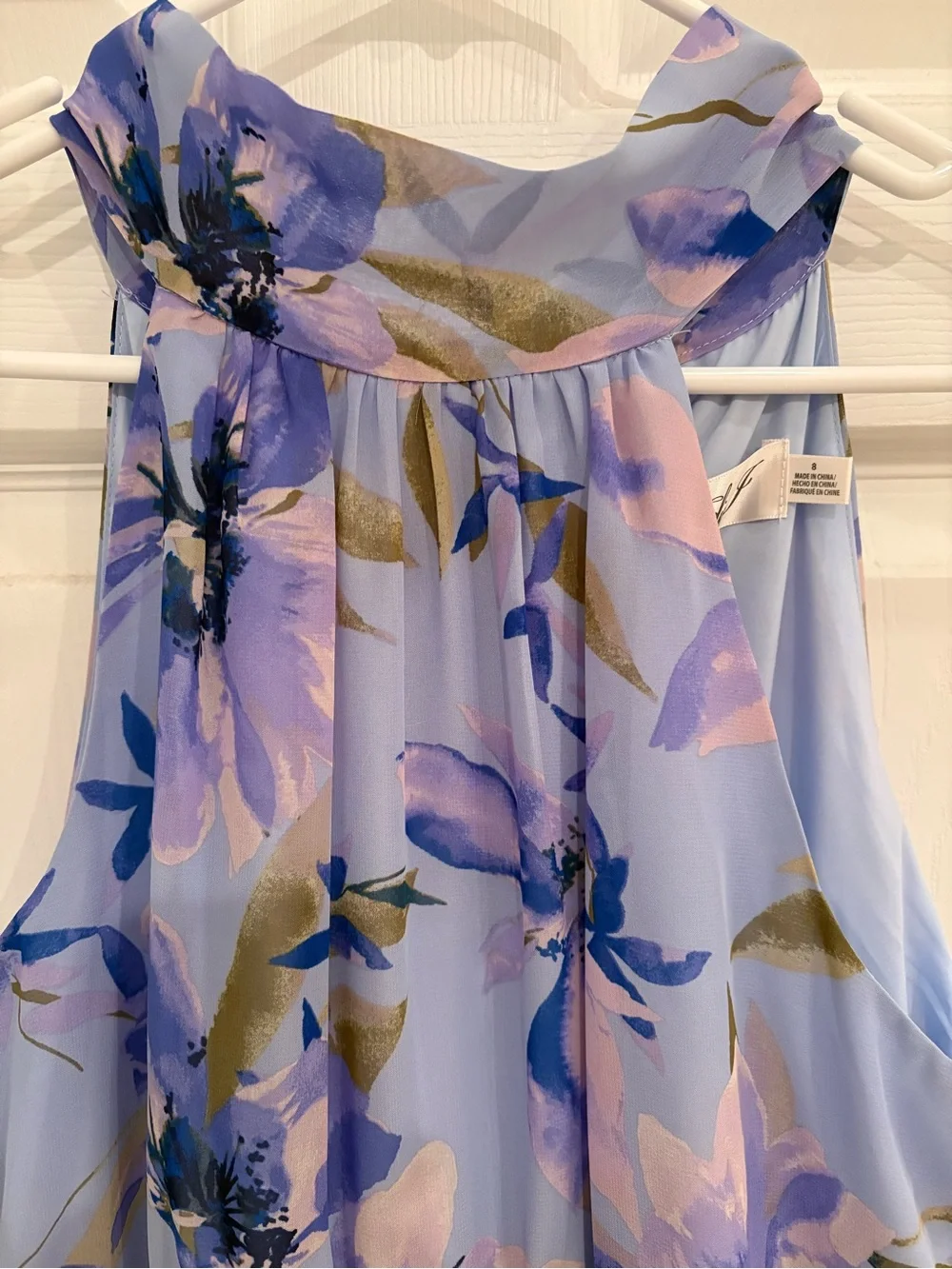 Eliza J Lavender Floral Tie-Neck Maxi Dress - Picture 4 of 10